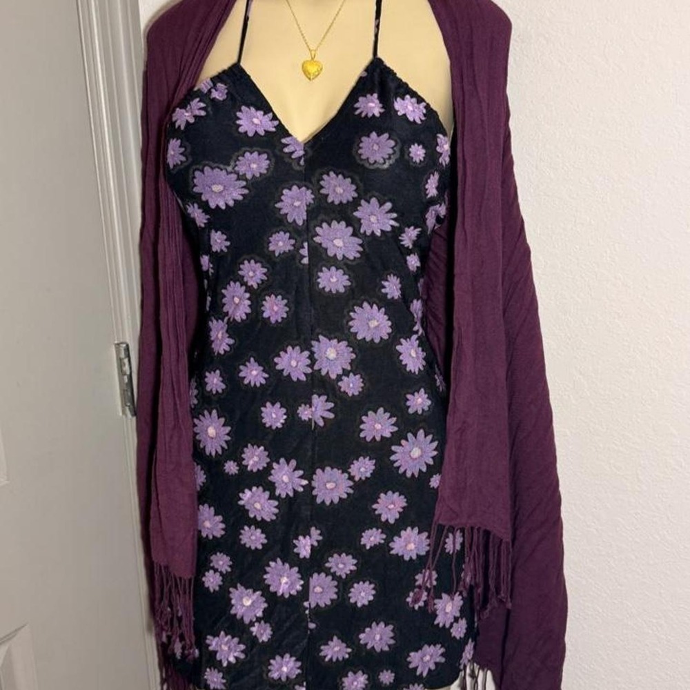 French Curve Black and purple floral dress